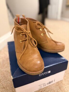 Sperry Top Sider Harlow Cognac Women's Brown Leather Wedged